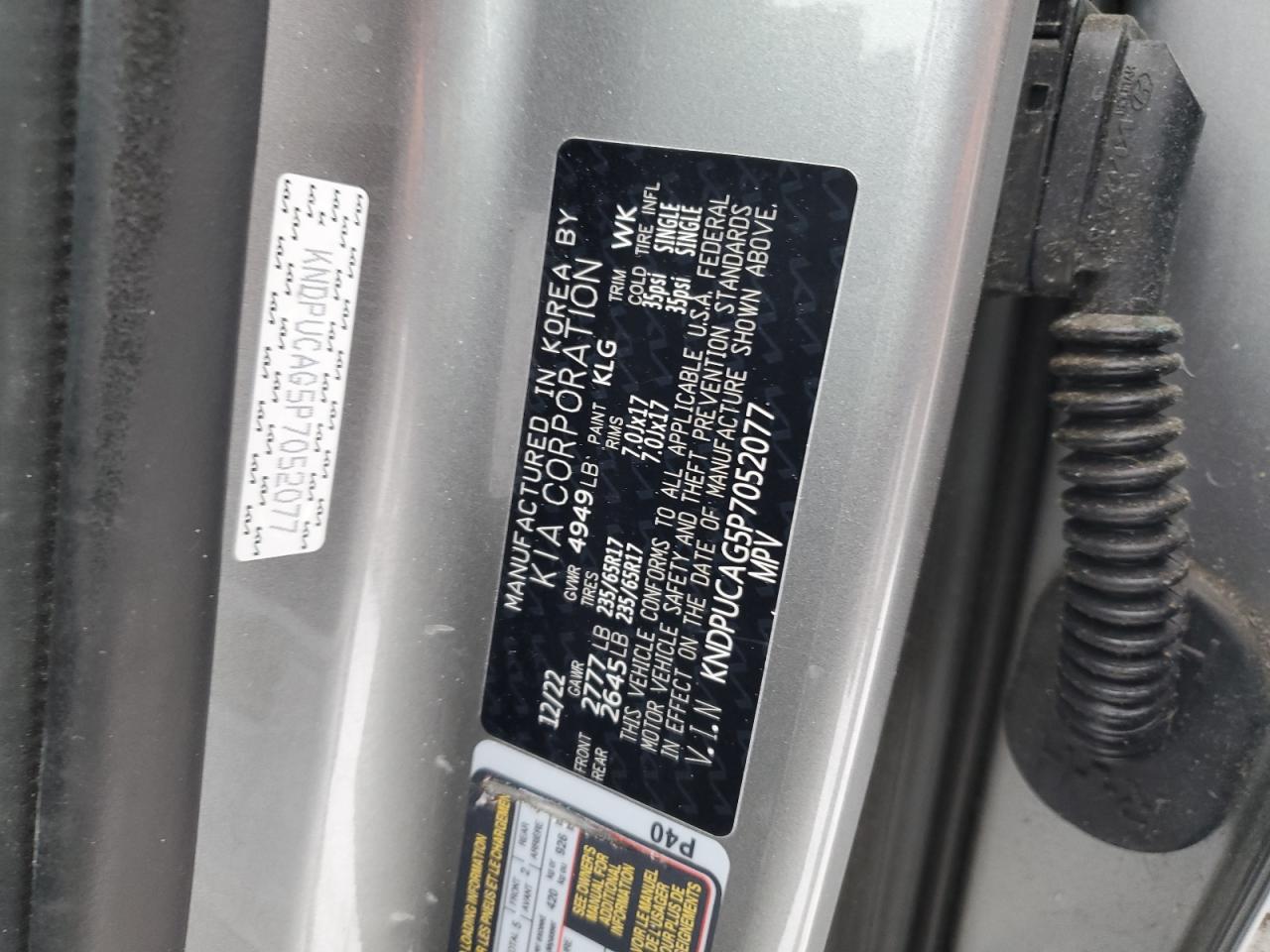 2023 KIA SPORTAGE LX VIN:KNDPUCAG5P7052077