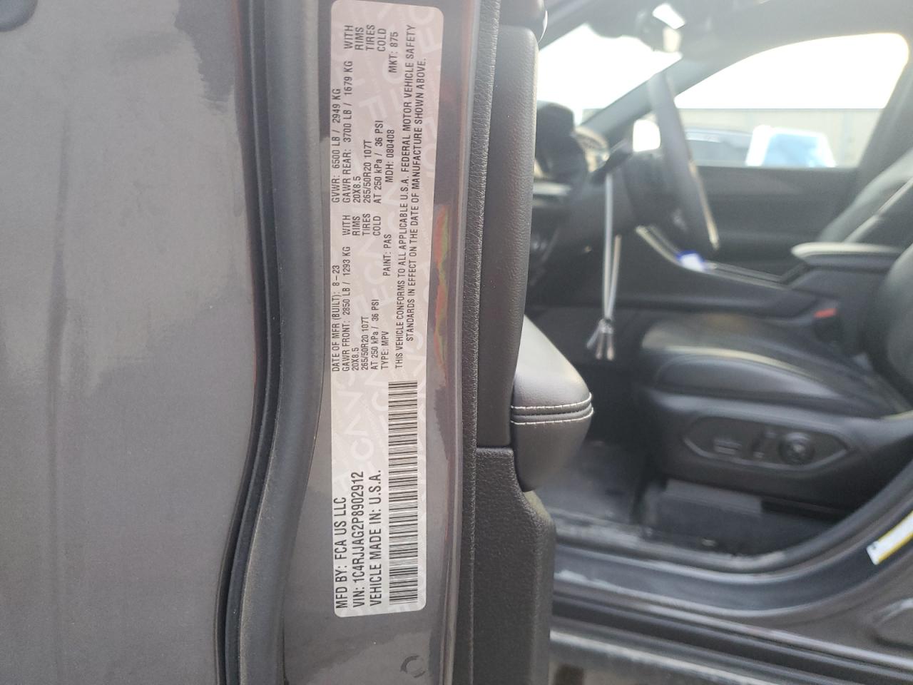 2023 JEEP GRAND CHEROKEE L LAREDO VIN:1C4RJJAG2P8902912