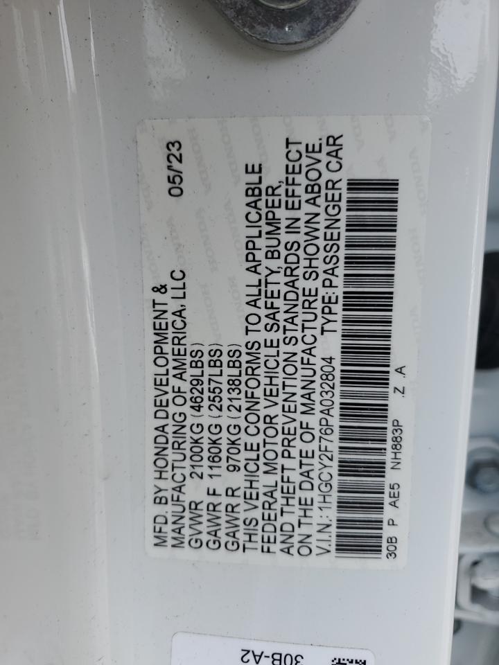 2023 HONDA ACCORD HYBRID SPORT-L VIN:1HGCY2F76PA032804