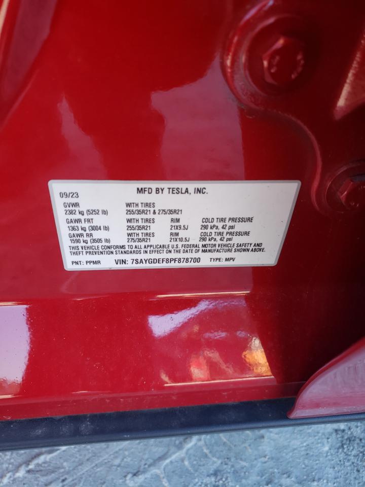 2023 TESLA MODEL Y VIN:7SAYGDEF8PF878700