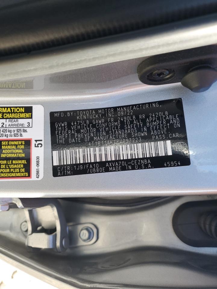 2023 TOYOTA CAMRY LE VIN:4T1R11AK7PU097223