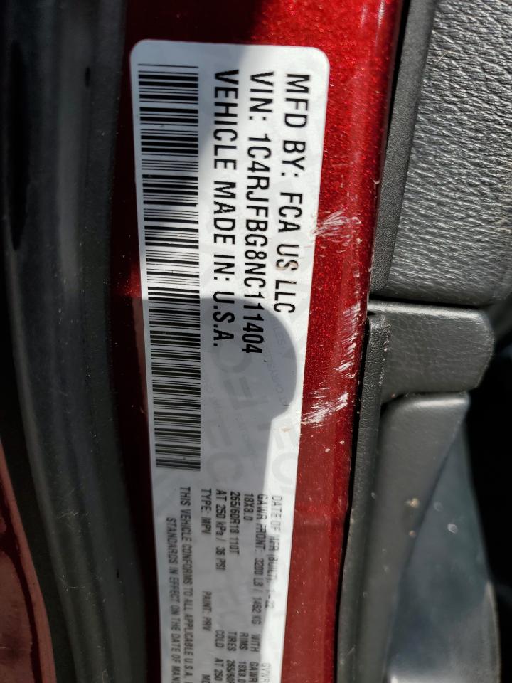2022 JEEP GRAND CHEROKEE LIMITED VIN:1C4RJFBG8NC111404
