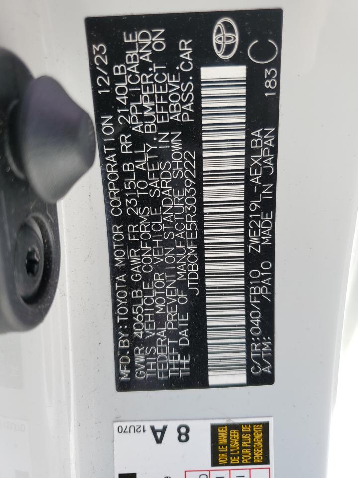 2024 TOYOTA COROLLA LE VIN:JTDBCMFE5R3039222