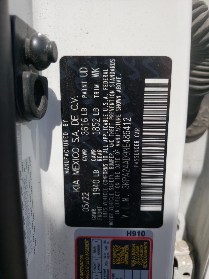 2022 KIA RIO LX VIN:3KPA24AD9NE486412