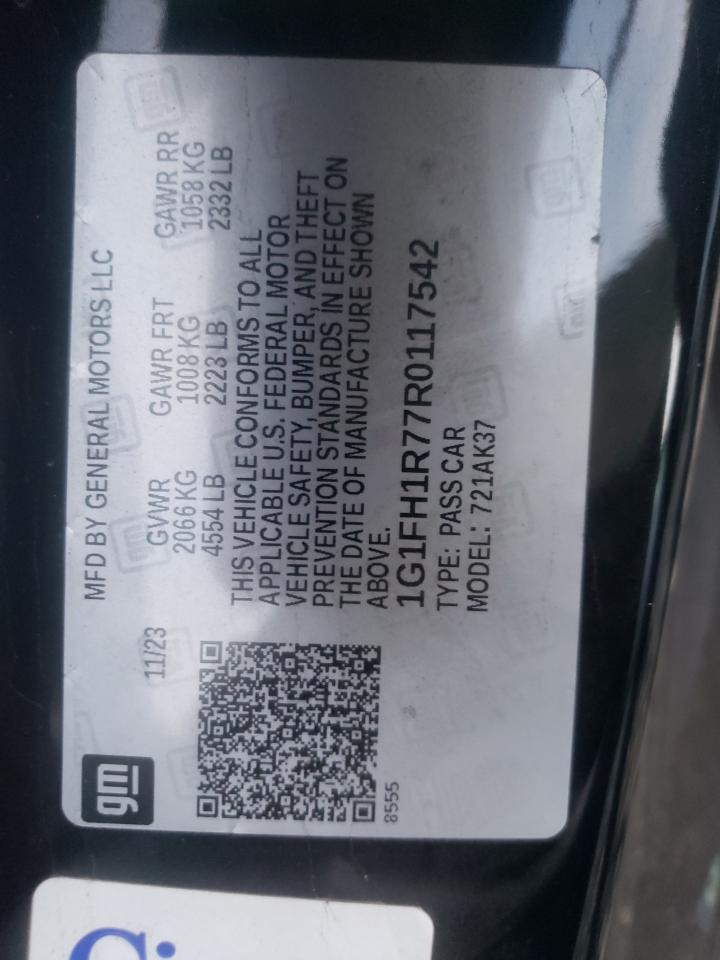 2024 CHEVROLET CAMARO SS VIN:1G1FH1R77R0117542