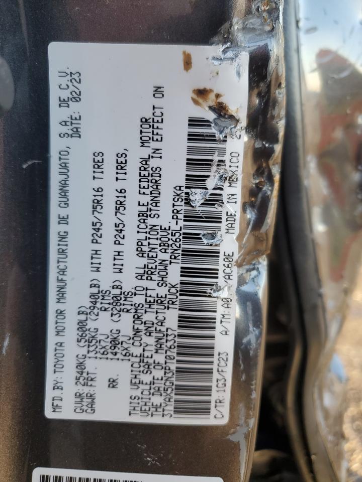 2023 TOYOTA TACOMA DOUBLE CAB VIN:3TYAX5GN3PT076337