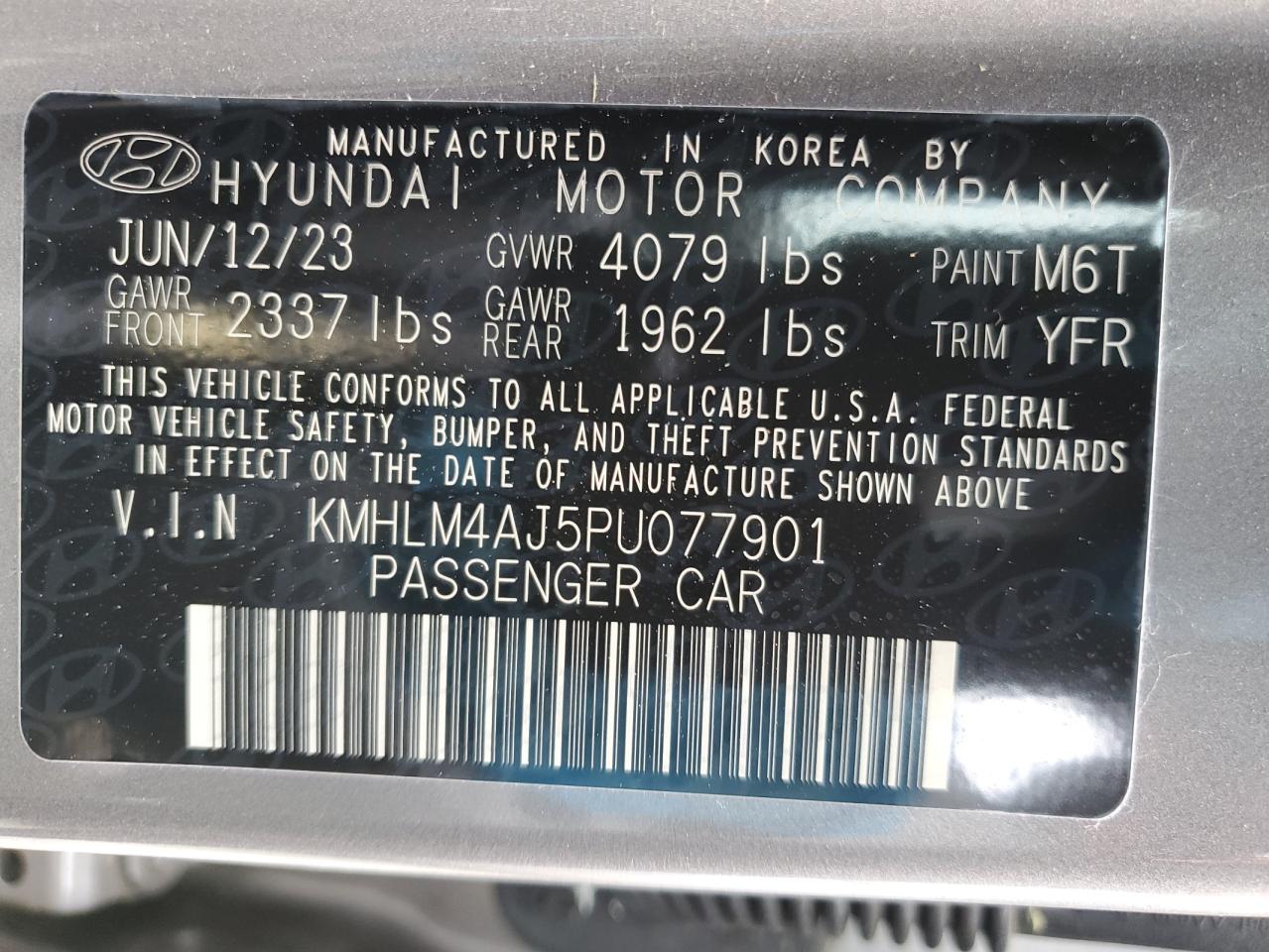 2023 HYUNDAI ELANTRA BLUE VIN:KMHLM4AJ5PU077901