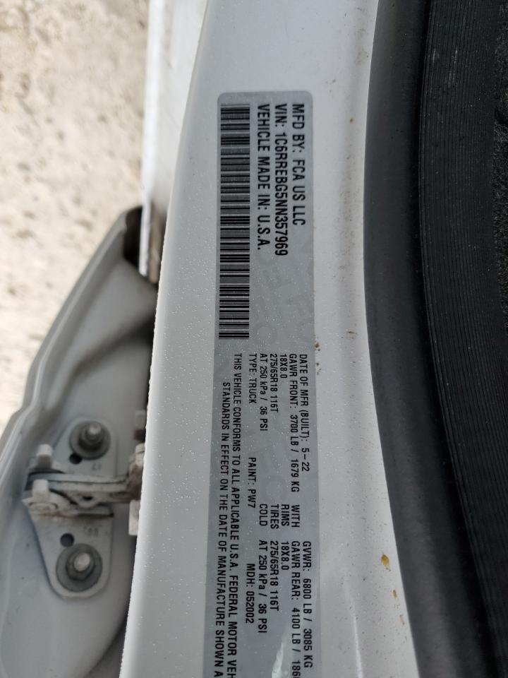 2022 RAM 1500 BIG HORN/LONE STAR VIN:1C6RREBG5NN357969