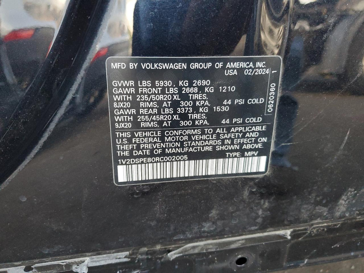 2024 VOLKSWAGEN ID.4 PRO VIN:1V2DSPE80RC002005