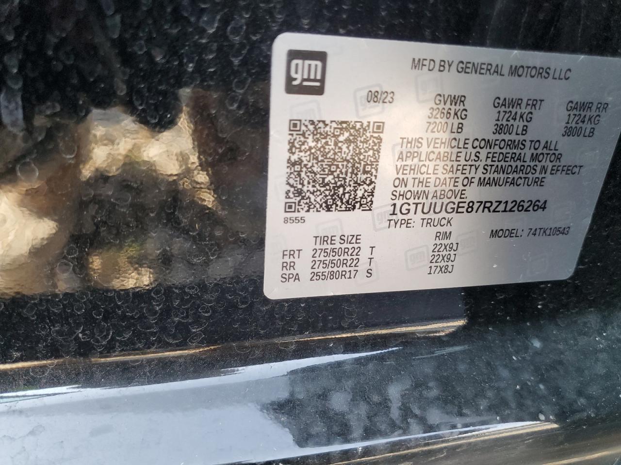 2024 GMC SIERRA K1500 DENALI VIN:1GTUUGE87RZ126264