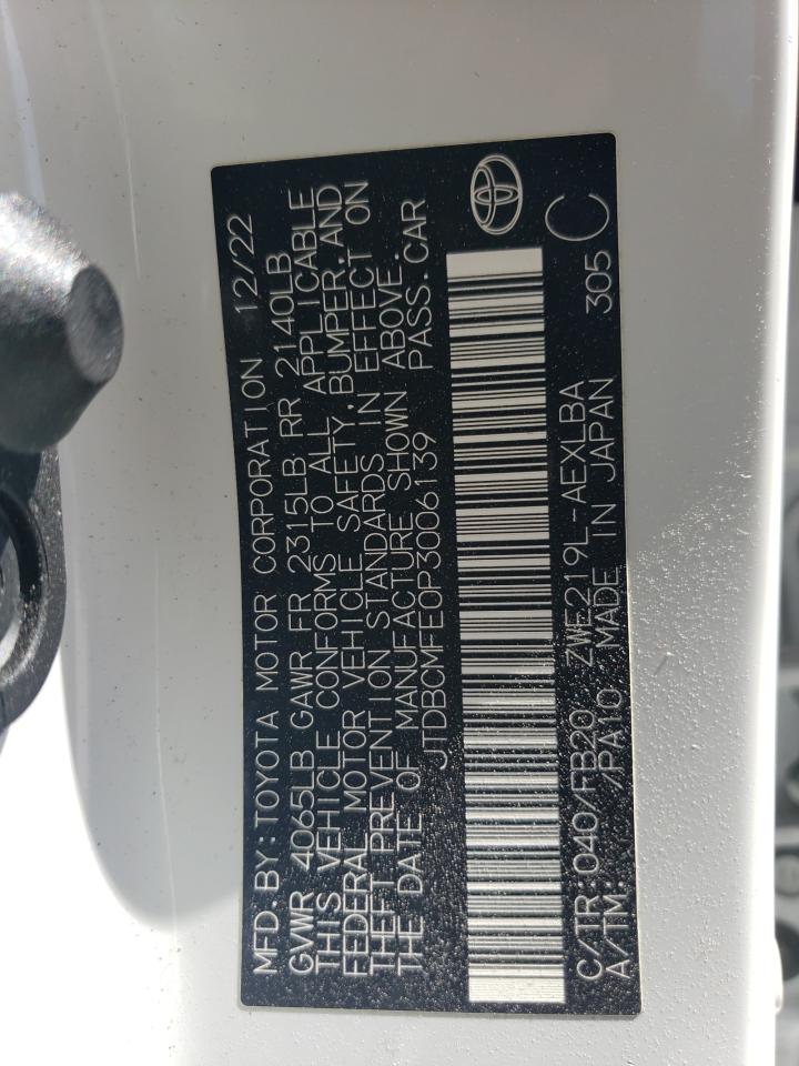 2023 TOYOTA COROLLA LE VIN:JTDBCMFE0P3006139