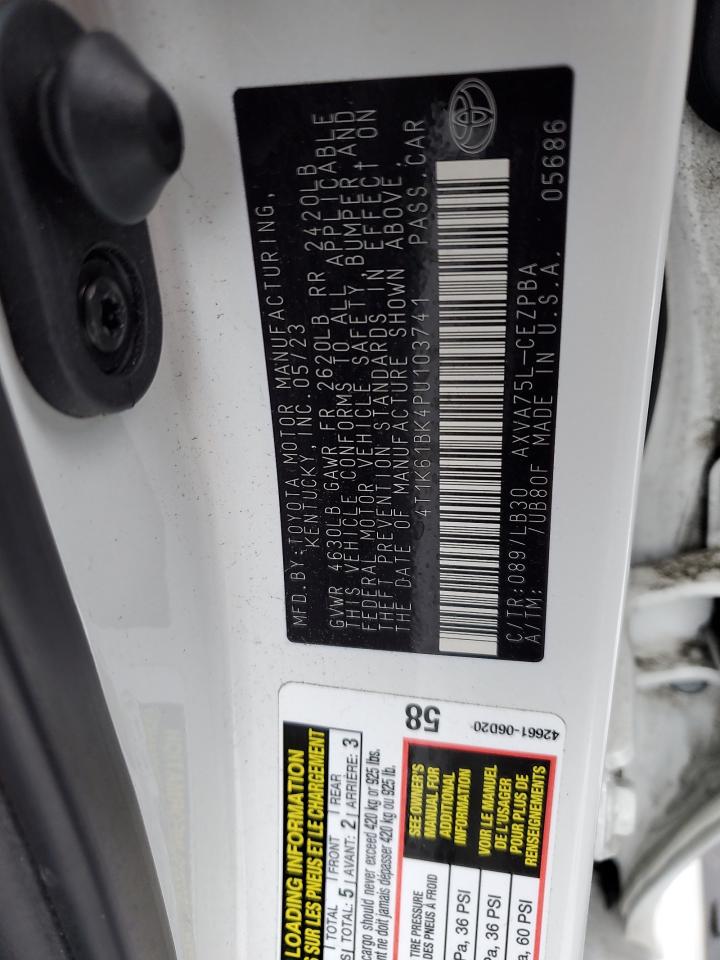 2023 TOYOTA CAMRY XSE VIN:4T1K61BK4PU103741