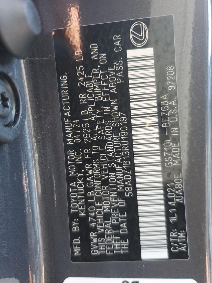2024 LEXUS ES 350 BASE VIN:58ADZ1B13RU180197