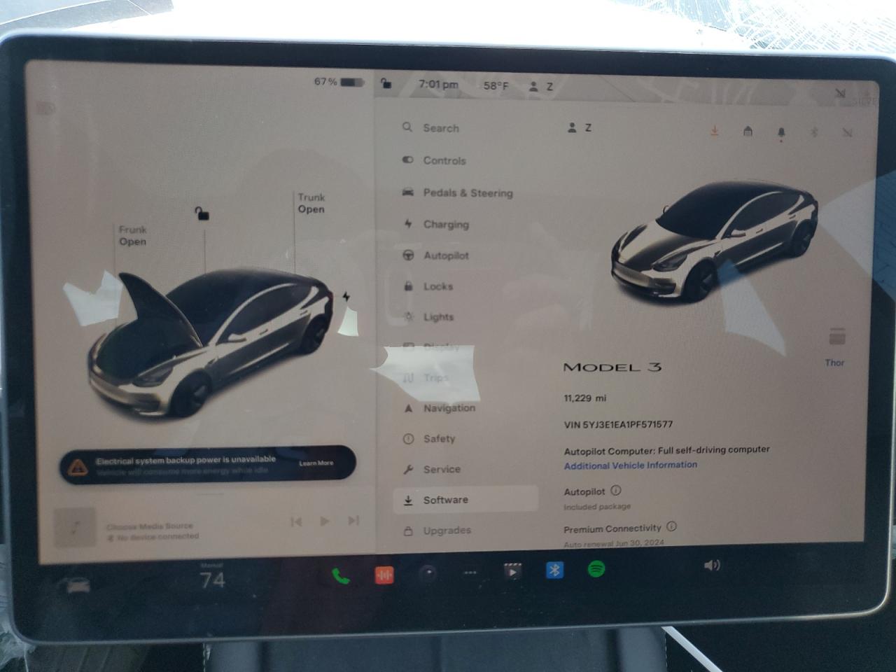 2023 TESLA MODEL 3 VIN:5YJ3E1EA1PF571577