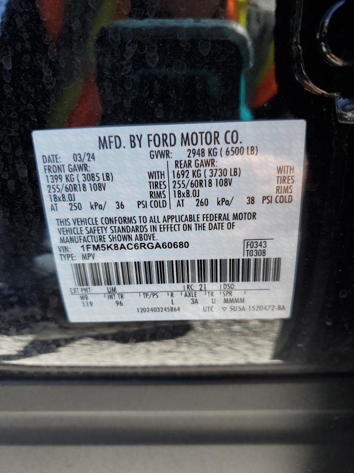 2024 FORD EXPLORER POLICE INTERCEPTOR VIN:1FM5K8AC6RGA60680