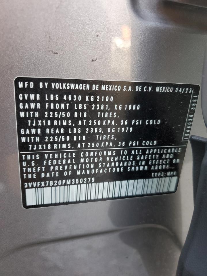 2023 VOLKSWAGEN TAOS S VIN:3VVFX7B20PM350279