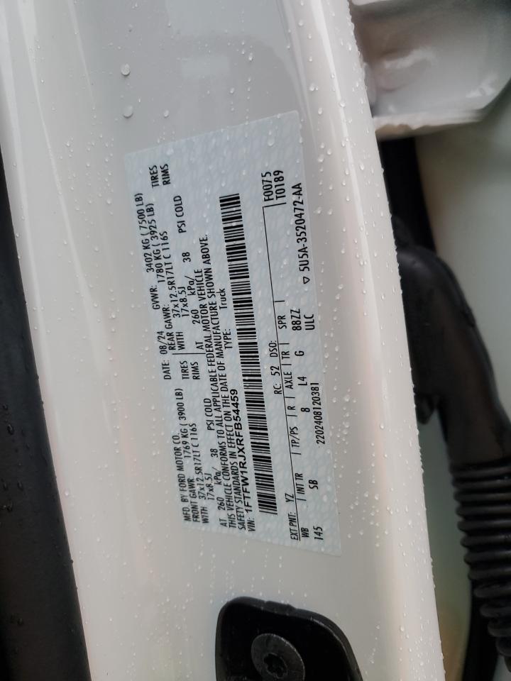 2024 FORD F150 RAPTOR VIN:1FTFW1RJXRFB54459