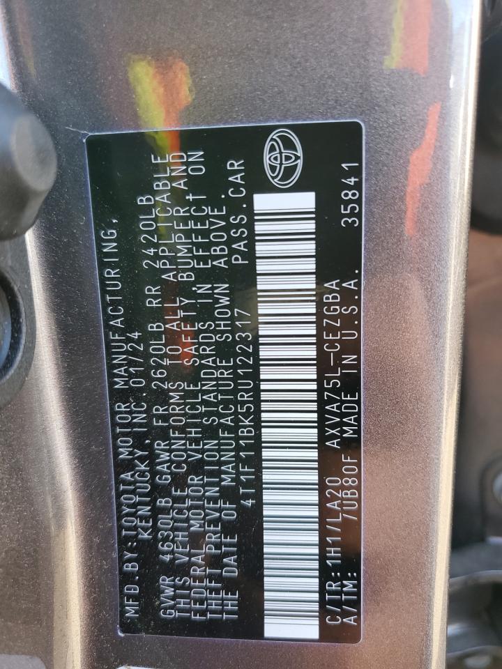 2024 TOYOTA CAMRY XLE VIN:4T1F11BK5RU122317