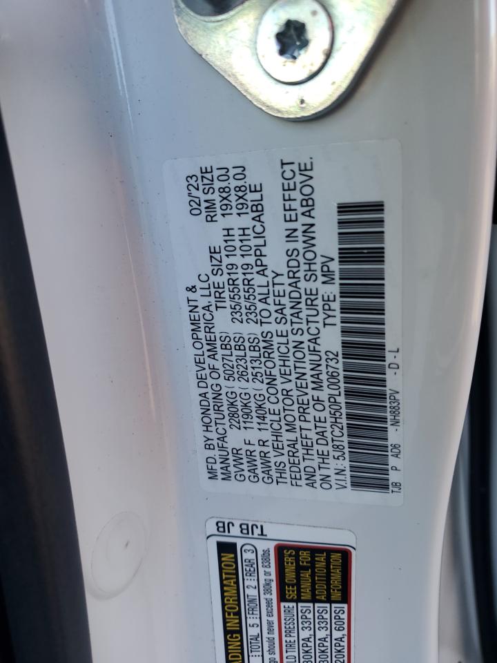 2023 ACURA RDX TECHNOLOGY VIN:5J8TC2H50PL006732