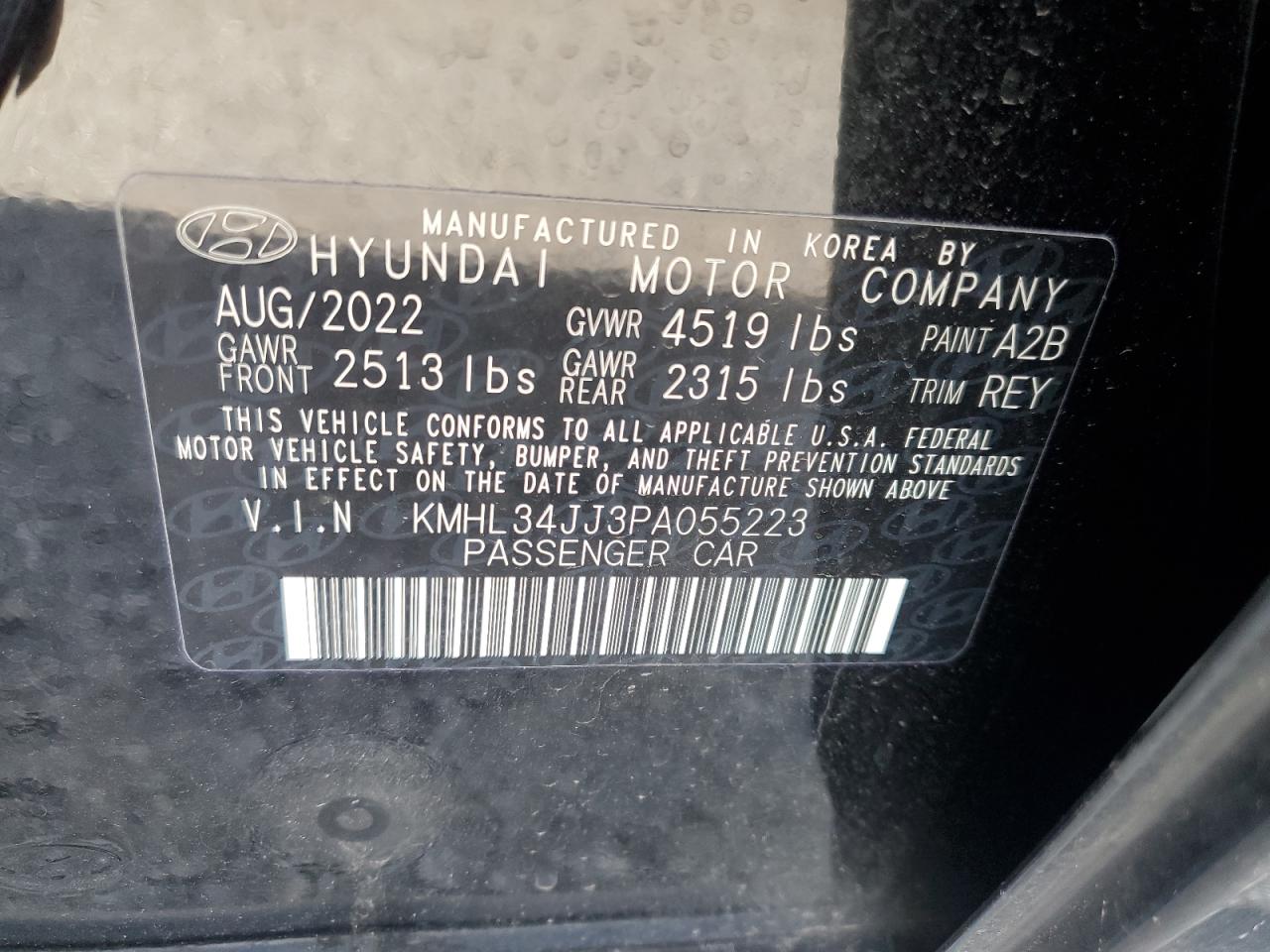 2023 HYUNDAI SONATA HYBRID VIN:KMHL34JJ3PA055223