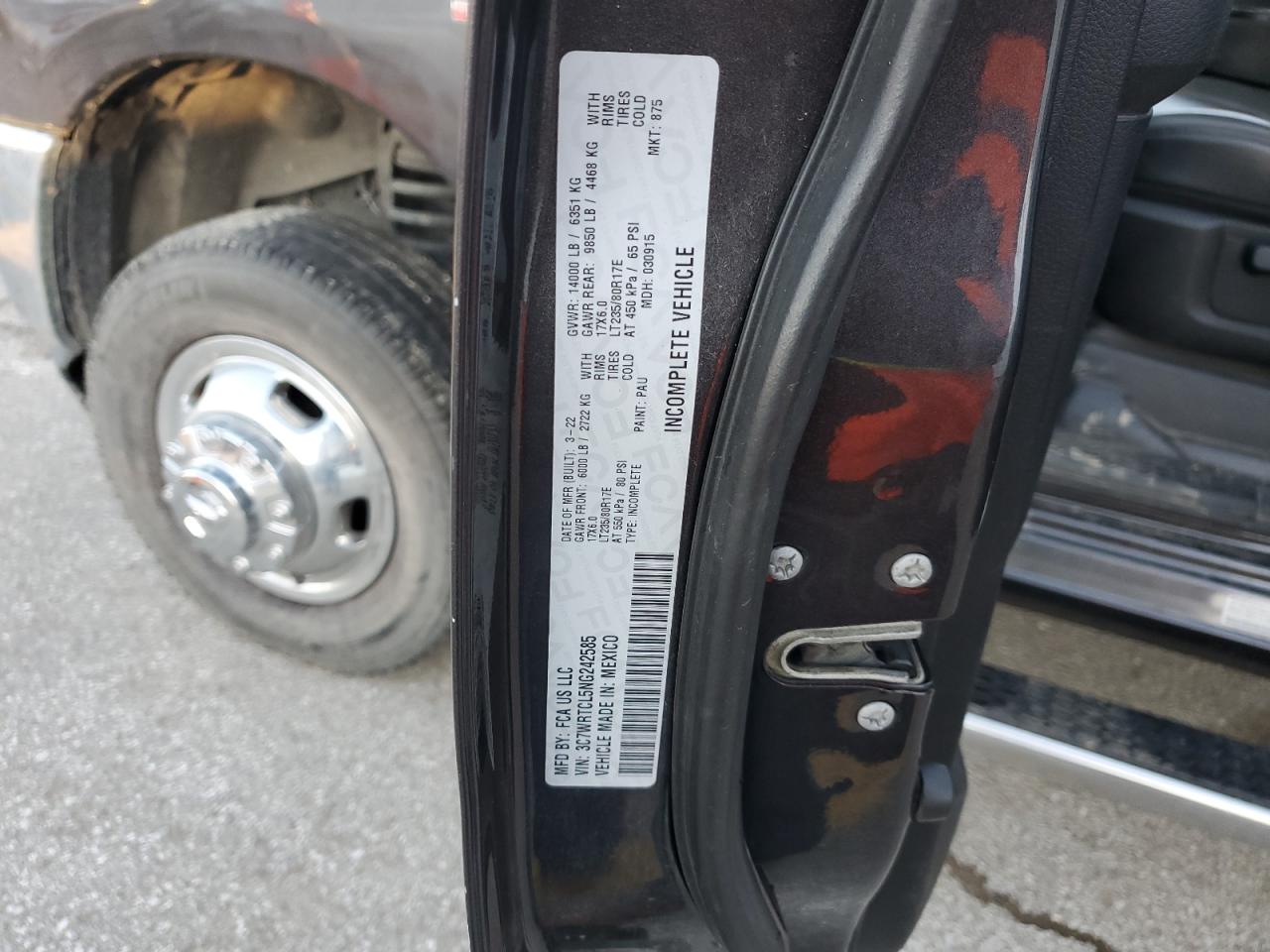 2022 RAM 3500 VIN:3C7WRTCL5NG242585