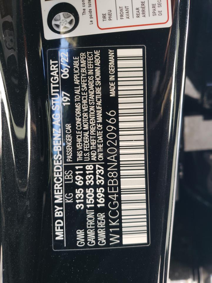 2022 MERCEDES-BENZ EQS SEDAN 580 4MATIC VIN:3N8AP6CA4SL318382