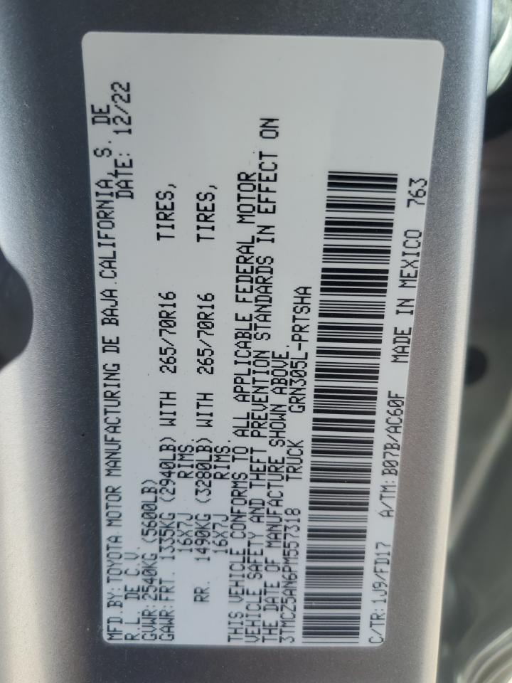 2023 TOYOTA TACOMA DOUBLE CAB VIN:3TMCZ5AN6PM557318
