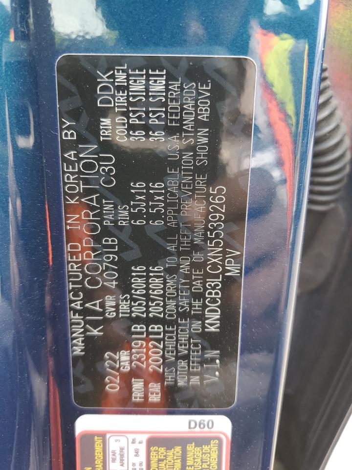 2022 KIA NIRO LX VIN:KNDCB3LCXN5539265