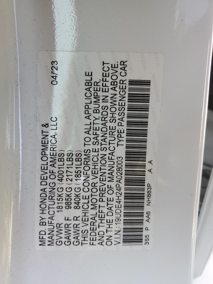 2023 ACURA INTEGRA VIN:19UDE4H24PA028003