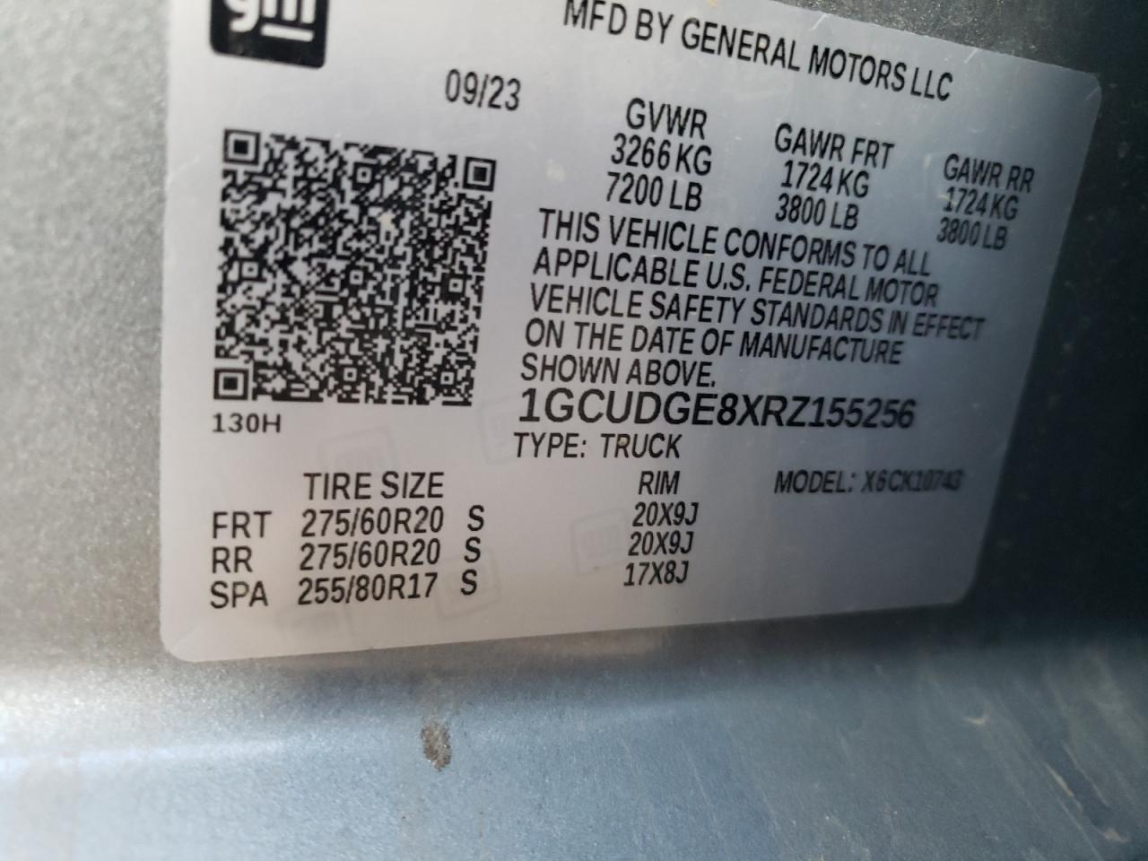 2024 CHEVROLET SILVERADO K1500 LTZ VIN:1GCUDGE8XRZ155256