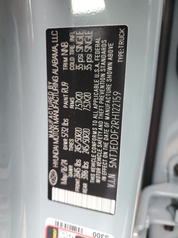 2024 HYUNDAI SANTA CRUZ LIMITED VIN:5NTJEDDF2RH122159