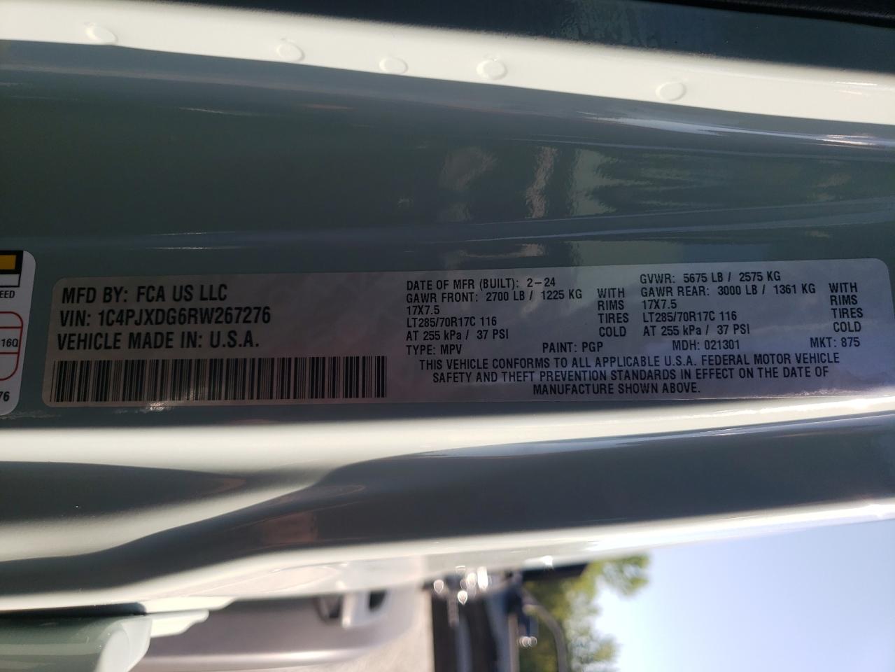 2024 JEEP WRANGLER SPORT VIN:1C4PJXDG6RW267276