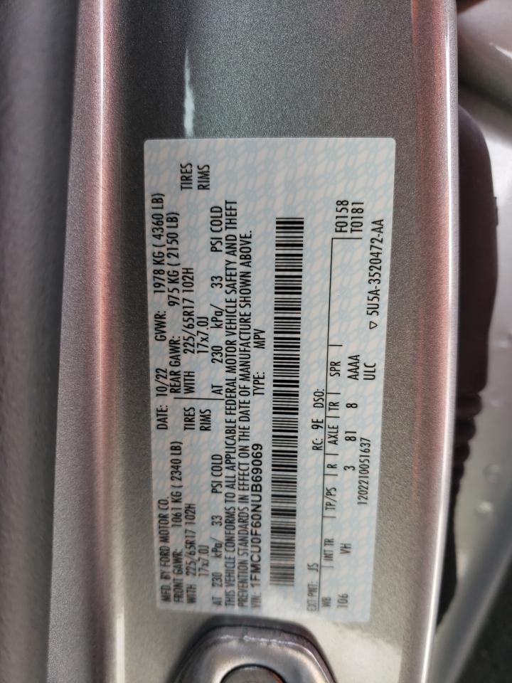 2022 FORD ESCAPE S VIN:1FMCU0F60NUB69069