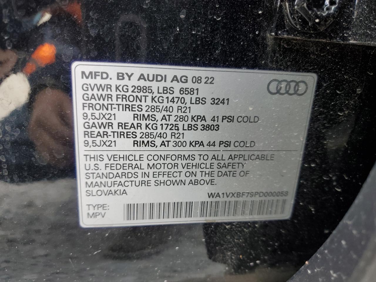 2023 AUDI Q7 PRESTIGE VIN:WA1VXBF79PD000058