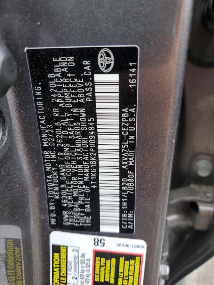 2023 TOYOTA CAMRY XSE VIN:4T1K61BK2PU094845