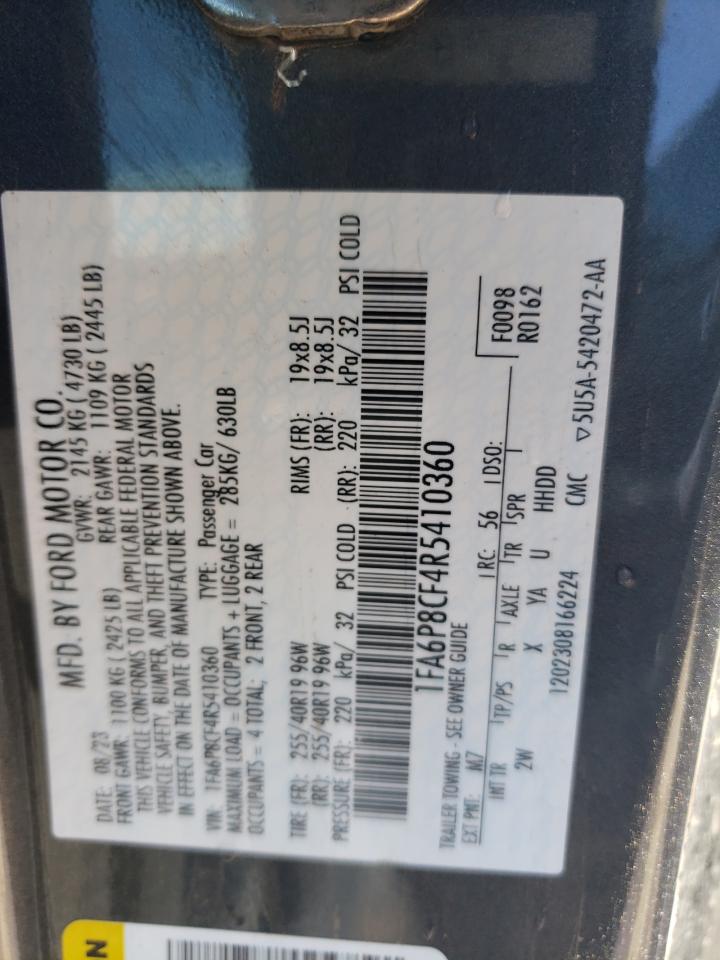 2024 FORD MUSTANG GT VIN:1FA6P8CF4R5410360