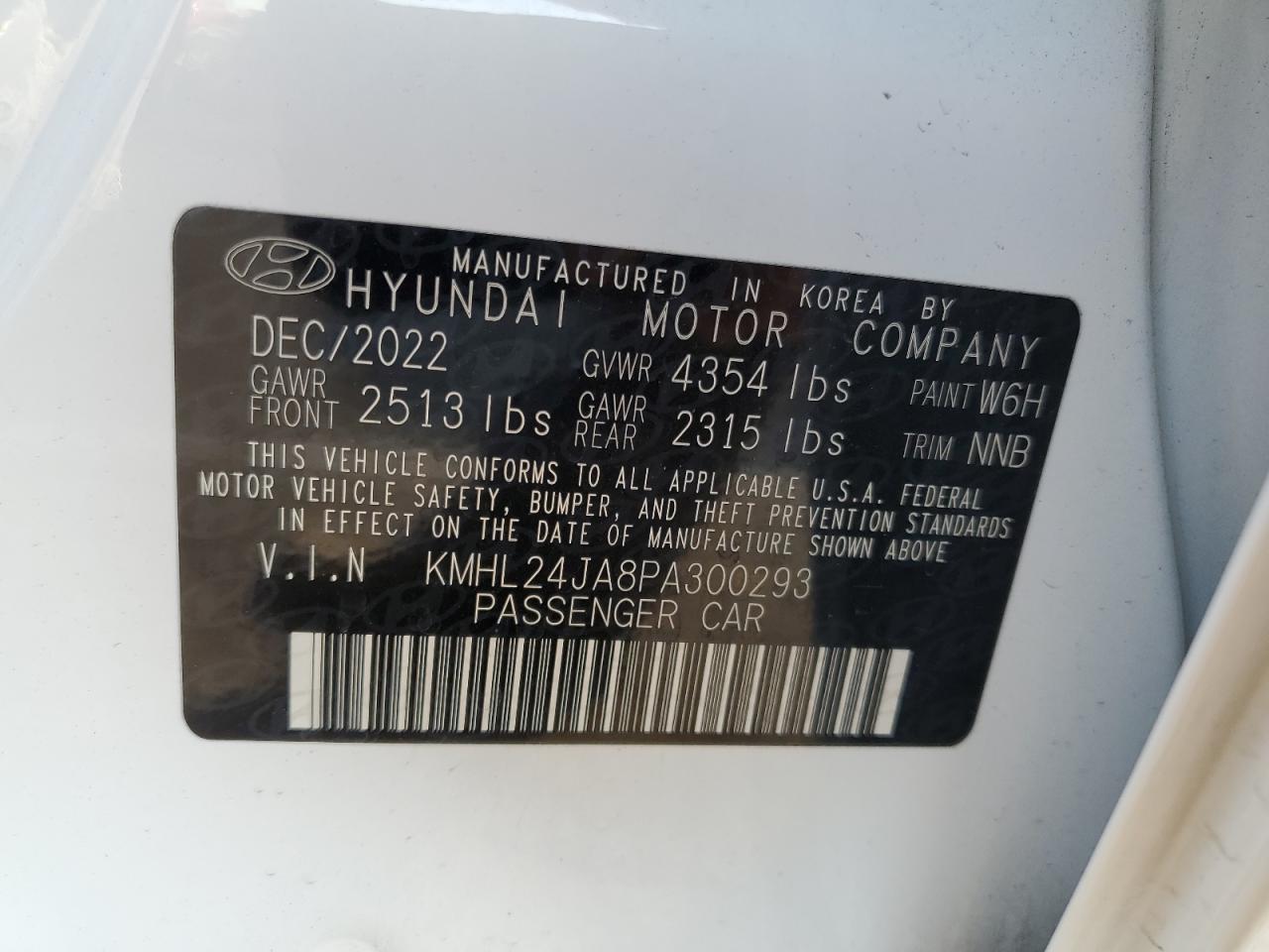 2023 HYUNDAI SONATA SE VIN:KMHL24JA8PA300293