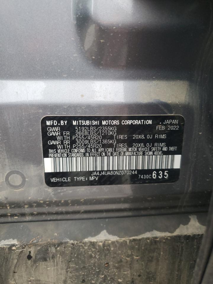 2022 MITSUBISHI OUTLANDER SE VIN:JA4J4UA80NZ070244