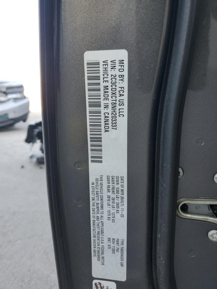 2022 DODGE CHARGER R/T VIN:2C3CDXCT8NH203337