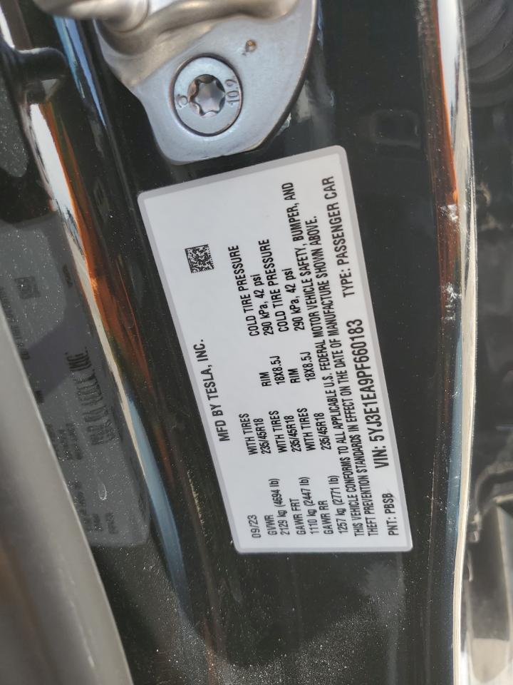2023 TESLA MODEL 3 VIN:5YJ3E1EA9PF660183