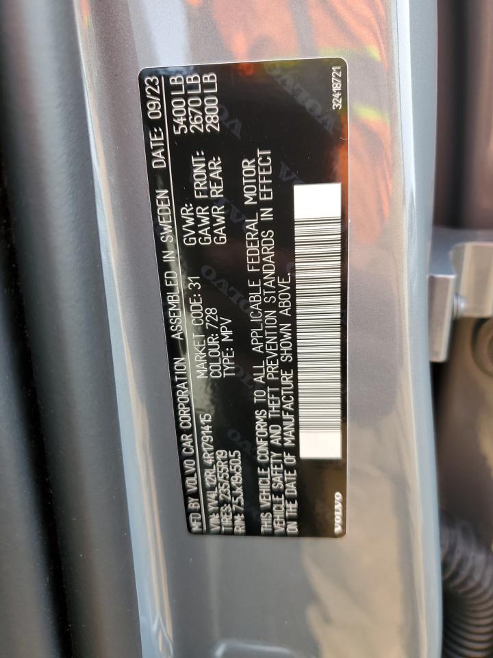 2024 VOLVO XC60 PLUS VIN:YV4L12RL4R1791415