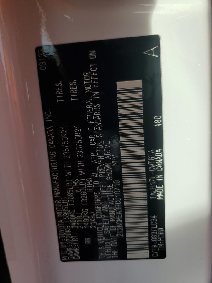 2024 LEXUS RX 500H F SPORT VIN:2T2BCMEA3RC010710