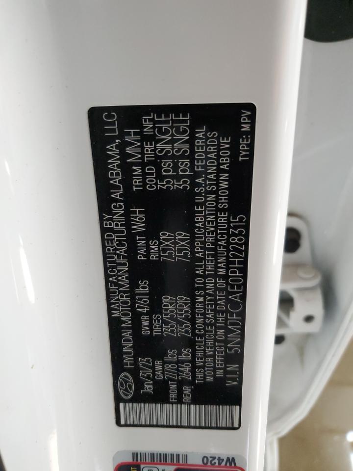 2023 HYUNDAI TUCSON SEL VIN:5NMJFCAE0PH228315