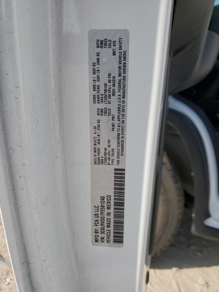 2023 RAM PROMASTER 2500 2500 HIGH VIN:3C6LRVDG7PE581240