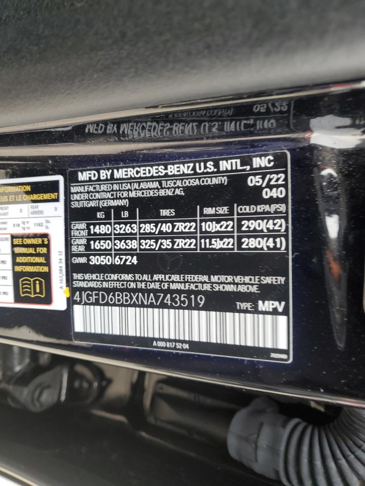 2022 MERCEDES-BENZ GLE COUPE AMG 53 4MATIC VIN:4JGFD6BBXNA743519