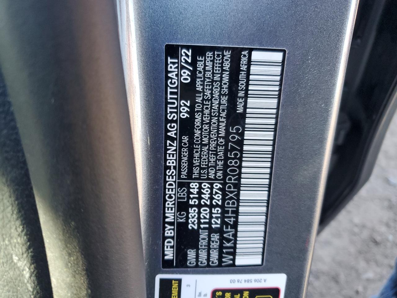 2023 MERCEDES-BENZ C 300 4MATIC VIN:W1KAF4HBXPR085795