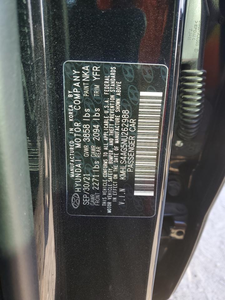 2022 HYUNDAI ELANTRA SEL VIN:KMHLS4AG5NU262988