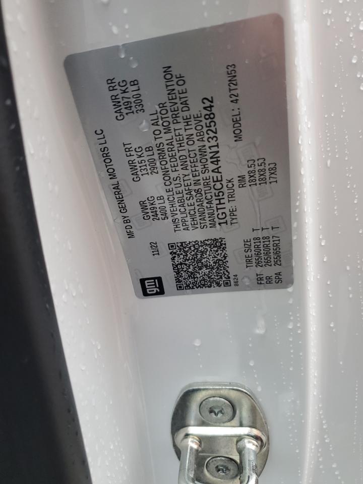 2022 GMC CANYON ELEVATION VIN:1GTH5CEA4N1325842