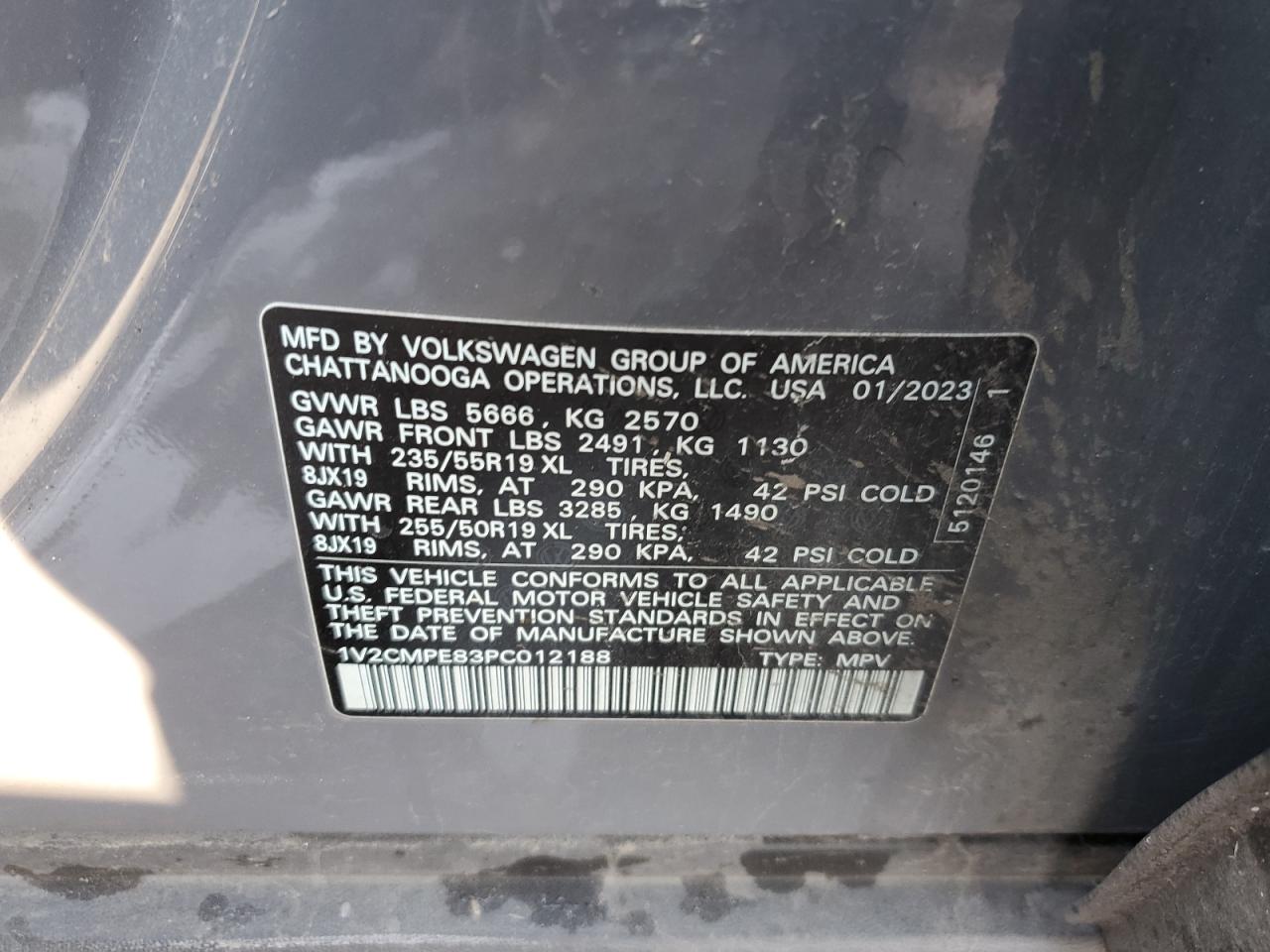 2023 VOLKSWAGEN ID.4 PRO VIN:1V2CMPE83PC012188