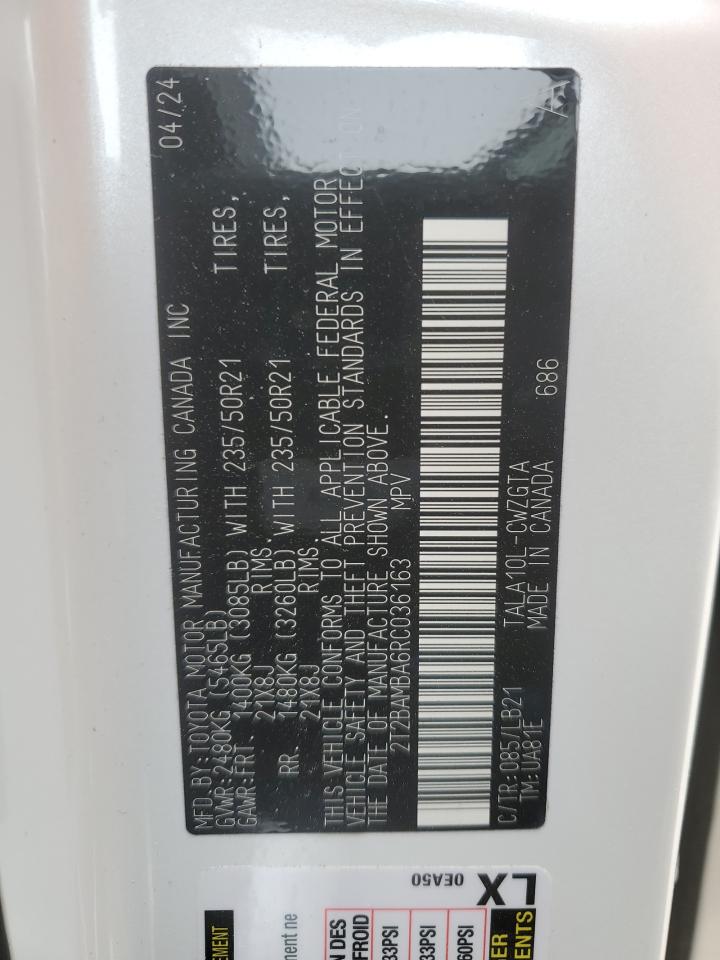 2024 LEXUS RX 350 BASE VIN:2T2BAMBA6RC036163